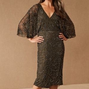 BHLDN Hannon Beaded Dress, Size 10, NWT, Never Worn, flutter sleeve formal dress